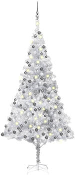 vidaXL Künstlicher Weihnachtsbaum mit LEDs & Kugeln silber 210cm (3077697)