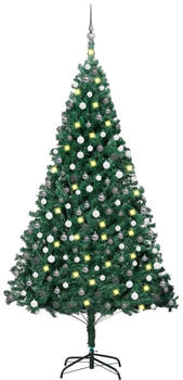vidaXL Künstlicher Weihnachtsbaum mit LEDs & Kugeln grün 210cm (3077709)