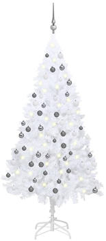vidaXL Künstlicher Weihnachtsbaum mit LEDs & Kugeln weiß 150 cm (3077712)