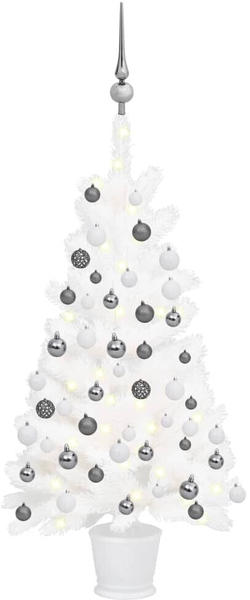 vidaXL Künstlicher Weihnachtsbaum mit LEDs & Kugeln weiß 65 cm (3077716)