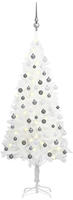 vidaXL K&uuml;nstlicher Weihnachtsbaum mit Beleuchtung & Kugeln Wei&szlig; 120 cm