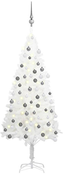 vidaXL Künstlicher Weihnachtsbaum mit LEDs & Kugeln weiß 120 cm (3077718)