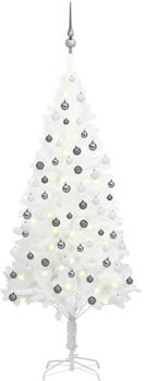 vidaXL Künstlicher Weihnachtsbaum mit LEDs & Kugeln weiß 150 cm (3077719)