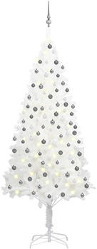 vidaXL Künstlicher Weihnachtsbaum mit LEDs & Kugeln weiß 210 cm (3077721)