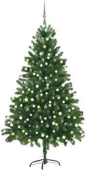 vidaXL Künstlicher Weihnachtsbaum mit LEDs & Kugeln 210 cm grün (3077728)