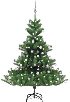 vidaXL Künstlicher Weihnachtsbaum Nordmann LED & Kugeln grün 150 cm (3077731)