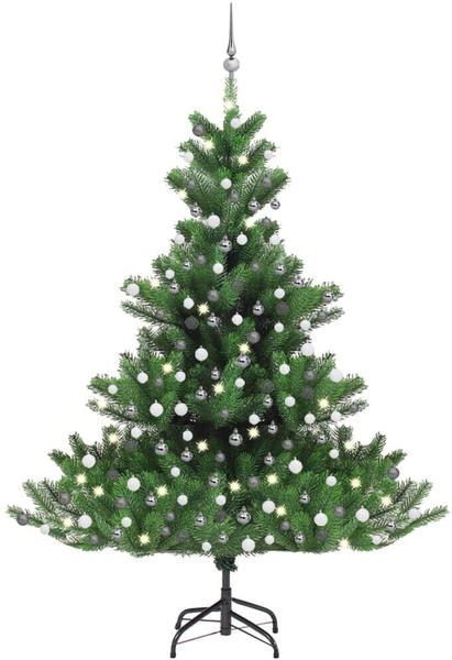 vidaXL Künstlicher Weihnachtsbaum Nordmann LED & Kugeln grün 210 cm (3077733)