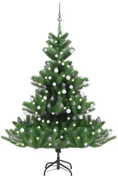 vidaXL Künstlicher Weihnachtsbaum Nordmann LED & Kugeln grün 180 cm (3077732)