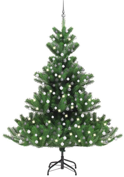 vidaXL Künstlicher Weihnachtsbaum Nordmann LED & Kugeln grün 240 cm (3077734)