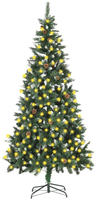 Weihnachtsbaum Gefrostet Mit Beleuchtung & Zapfen 210 Cm Vidaxl