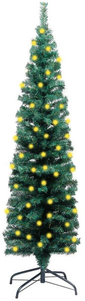 vidaXL Künstlicher Weihnachtsbaum Schmal LEDs Ständer grün 150 cm (3077750)