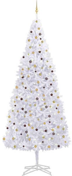 vidaXL Künstlicher Weihnachtsbaum mit LEDs & Kugeln 500 cm weiß (3077793)
