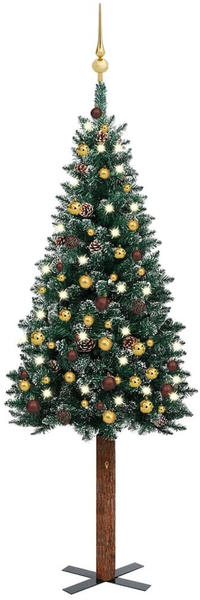 vidaXL Weihnachtsbaum Schlank mit LEDs & Kugeln grün 150 cm (3077815)
