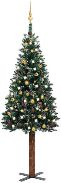 vidaXL Weihnachtsbaum Schlank mit LEDs & Kugeln grün 180 cm (3077816)