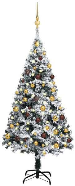 vidaXL Künstlicher Weihnachtsbaum mit LEDs & Kugeln grün 120 cm (3077818)