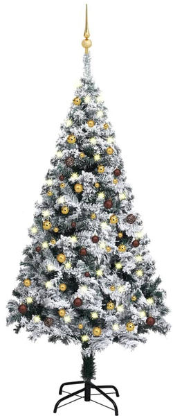 vidaXL Künstlicher Weihnachtsbaum mit LEDs & Kugeln grün 180 cm (3077820)