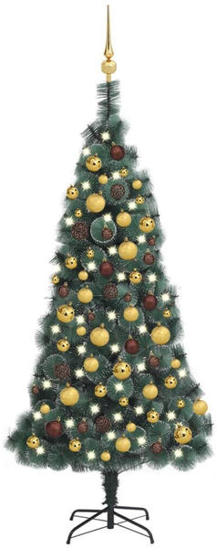 vidaXL Künstlicher Weihnachtsbaum LEDs & Kugeln grün 120 cm & PE (3077826)