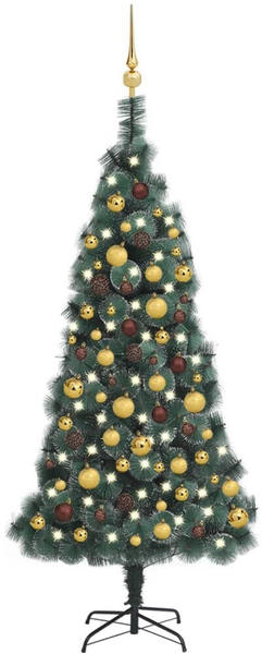 vidaXL Künstlicher Weihnachtsbaum LEDs & Kugeln grün 150 cm & PE (3077827)