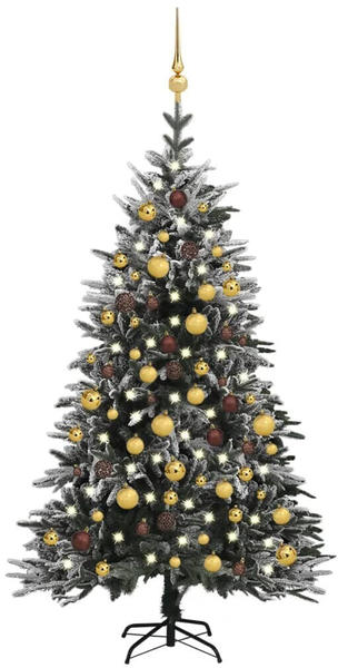 vidaXL Künstlicher Weihnachtsbaum LEDs & Kugeln Beschneit 150cm PE (3077832)