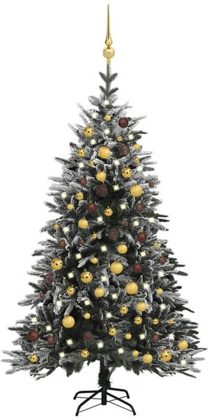 vidaXL Künstlicher Weihnachtsbaum LEDs & Kugeln Beschneit 180cm PE (3077833)