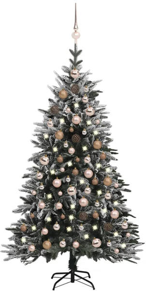 vidaXL Künstlicher Weihnachtsbaum LEDs & Kugeln Beschneit 180cm PE (3077881)