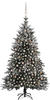 vidaXL Künstlicher Weihnachtsbaum LEDs & Kugeln Beschneit 210cm PVC PE