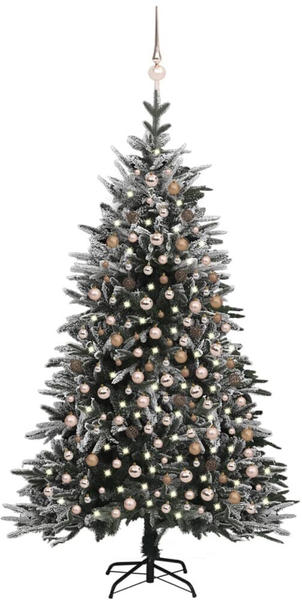 vidaXL Künstlicher Weihnachtsbaum LEDs & Kugeln Beschneit 210cm PE (3077882)