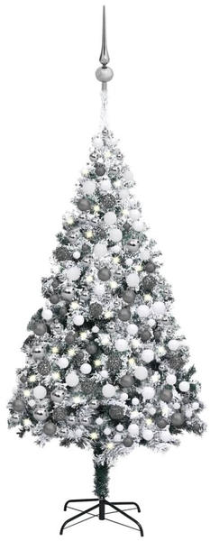 vidaXL Künstlicher Weihnachtsbaum LEDs & Kugeln Beschneit grün 300 cm (3077890)