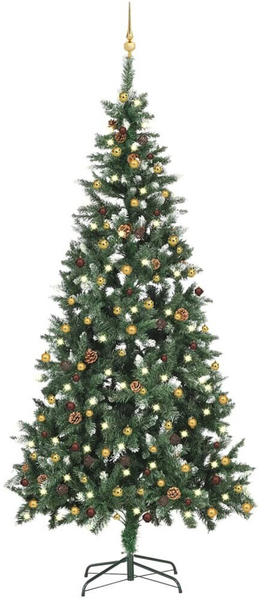 vidaXL Künstlicher Weihnachtsbaum mit LEDs & Kugeln 210 cm (3077801)