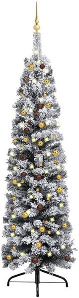 vidaXL Künstlicher Weihnachtsbaum Schlank mit LEDs & Kugeln grün 240cm (3077811)