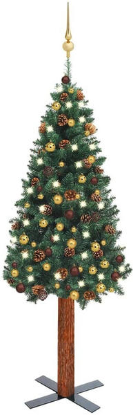 vidaXL Weihnachtsbaum Schlank mit LEDs & Kugeln grün 150 cm (3077812)
