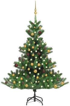 vidaXL Künstlicher Weihnachtsbaum Nordmann LED & Kugeln grün 150 cm (3077559)