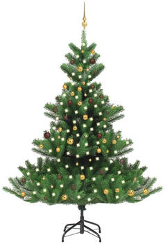 vidaXL Künstlicher Weihnachtsbaum Nordmann LED & Kugeln grün 240 cm (3077562)