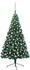 vidaXL Künstlicher Halber Weihnachtsbaum mit LEDs & Kugeln grün 180 cm (3077565)