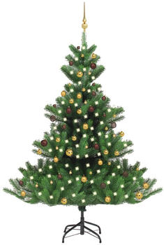 vidaXL Künstlicher Weihnachtsbaum Nordmann LED & Kugeln grün 210 cm (3077561)