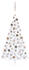 vidaXL Künstlicher Halber Weihnachtsbaum mit LEDs & Kugeln weiß 150 cm (3077569)