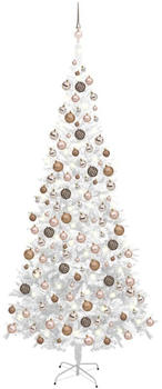 vidaXL Künstlicher Weihnachtsbaum mit LEDs & Kugeln L 240 cm weiß (3077582)