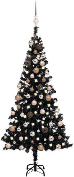 vidaXL Künstlicher Weihnachtsbaum mit LEDs & Kugeln schwarz 150cm (3077589)