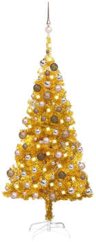 vidaXL Künstlicher Weihnachtsbaum mit LEDs & Kugeln gold 120cm (3077603)