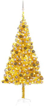 vidaXL Künstlicher Weihnachtsbaum mit LEDs & Kugeln gold 210cm (3077606)