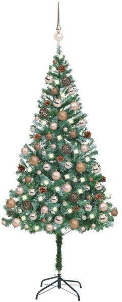vidaXL Künstlicher Weihnachtsbaum mit LEDs Kugeln Zapfen 180 cm (3077614)