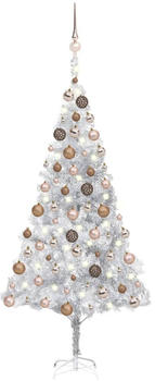 vidaXL Künstlicher Weihnachtsbaum mit LEDs & Kugeln silber 180cm (3077610)