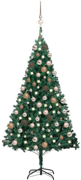 vidaXL Künstlicher Weihnachtsbaum mit LEDs & Kugeln grün 150 cm (3077621)
