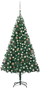vidaXL Künstlicher Weihnachtsbaum mit LEDs & Kugeln grün 210cm (3077623)