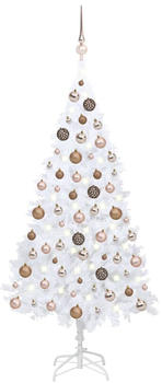 vidaXL Künstlicher Weihnachtsbaum mit LEDs & Kugeln weiß 150 cm (3077626)