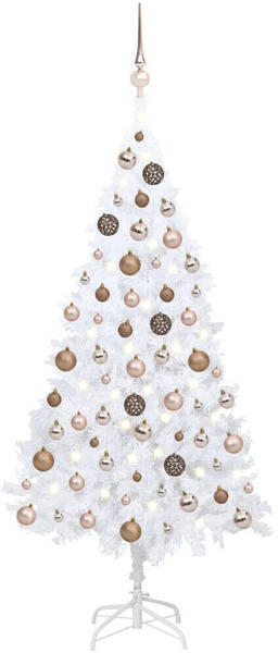 vidaXL Künstlicher Weihnachtsbaum mit LEDs & Kugeln weiß 180 cm (3077627)