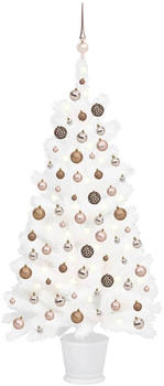 vidaXL Künstlicher Weihnachtsbaum mit LEDs & Kugeln weiß 65 cm (3077630)