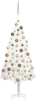 vidaXL Künstlicher Weihnachtsbaum mit LEDs & Kugeln weiß 120 cm (3077632)