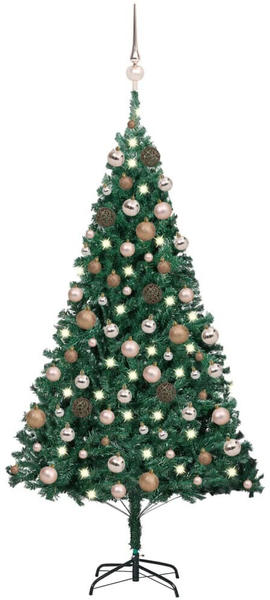 vidaXL Künstlicher Weihnachtsbaum mit LEDs & Kugeln grün 180 cm (3077622)