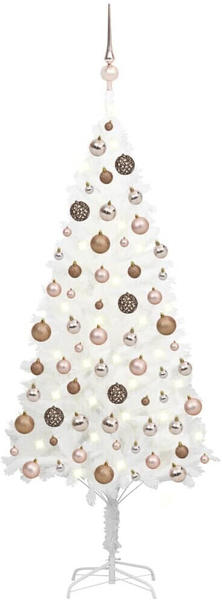 vidaXL Künstlicher Weihnachtsbaum mit LEDs & Kugeln weiß 180 cm (3077634)